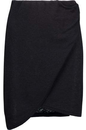 Wrap-Effect Ribbed-Knit Mini Skirt