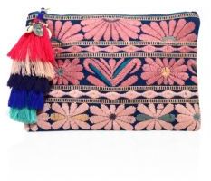 FIGUE Samoa Floral-Embroidered Canvas Pouch