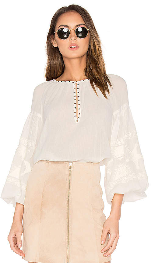  Embroidered Tunic Top in White