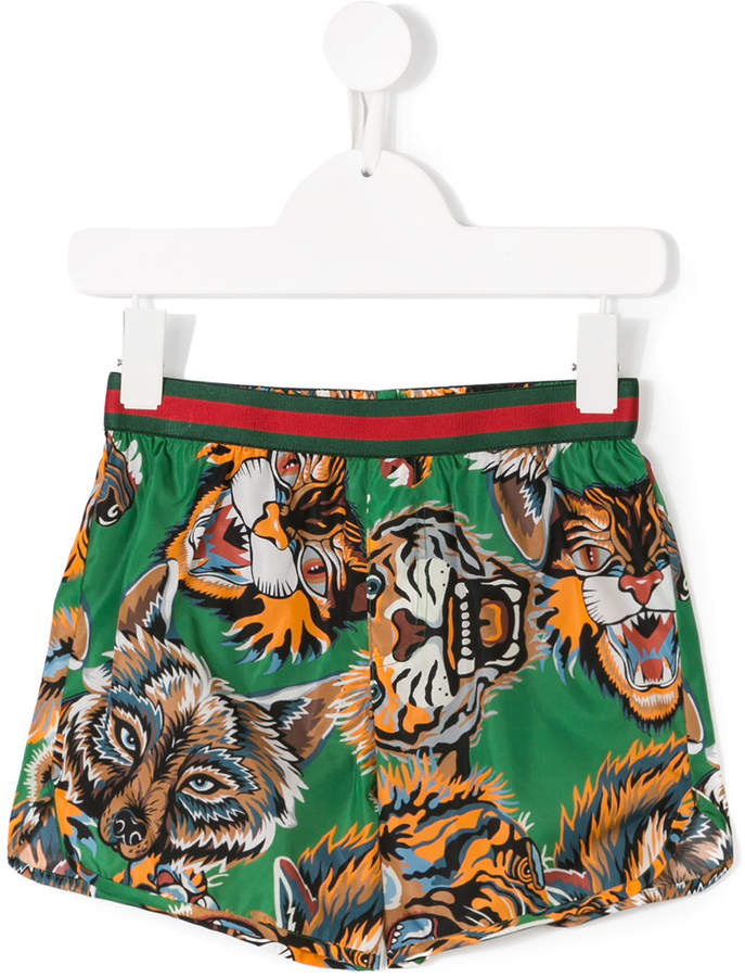 Gucci Kids tiger and fox print shorts