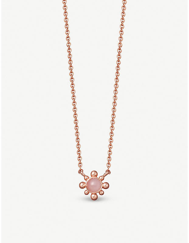 Floris mini 18ct gold-plated pink opal pendant necklace