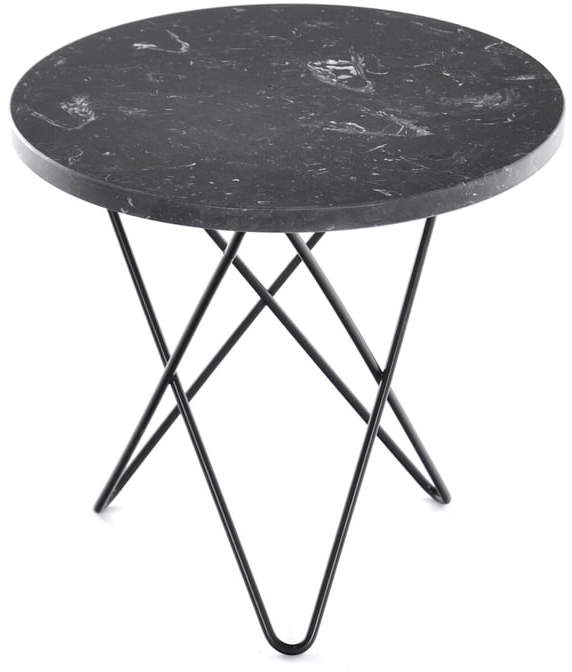 Ox Denmarq - Mini O Beistelltisch Ø 40 cm, Schwarz/ Marmor Schwarz