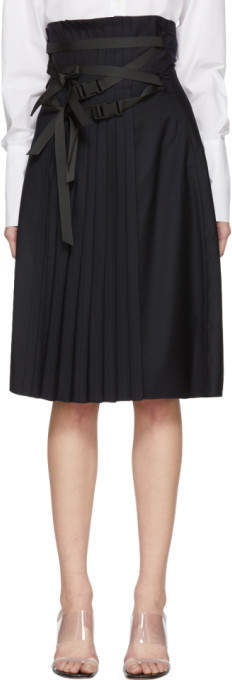 Buy Shushu-tong Navy Middle Pleats Skirt!
