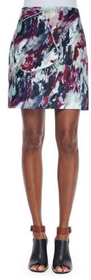 Carven Abstract-Print A-Line Skirt, Multi Colors