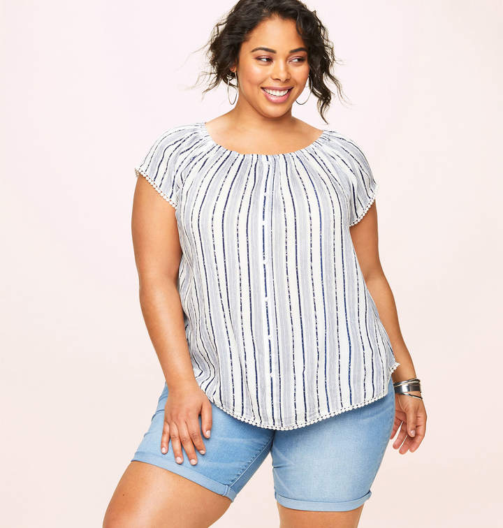 Loralette Striped Button Peasant Top