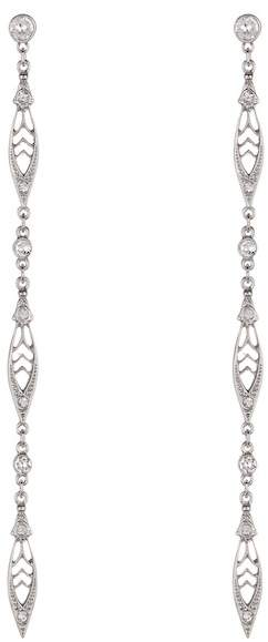 Ben Amun Pave & Bezel Set Swarovski Crystal Accented Deco Linear Drop Earrings