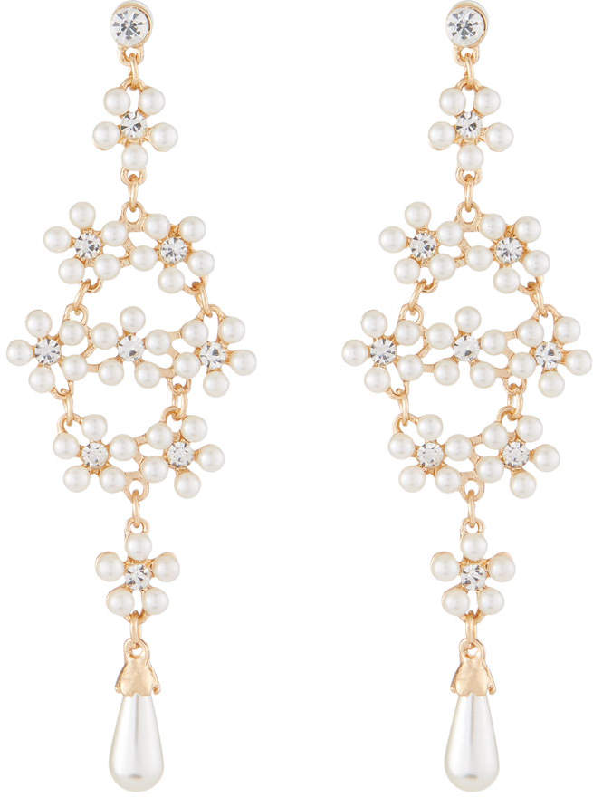 Pearly Crystal Drop Earrings