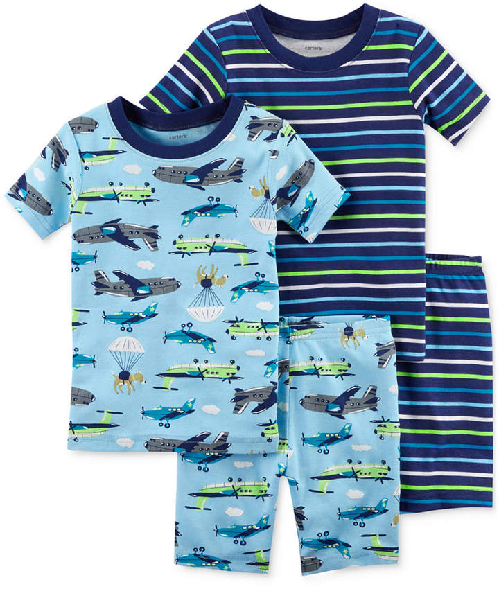 4-Pc. Plane-Print Cotton Pajama Set, Baby Boys