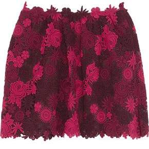 Embroidered Cotton-Blend Lace Skirt
