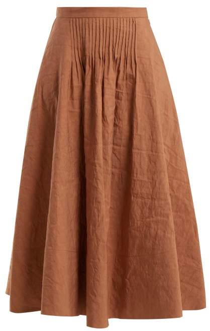 Ayana pintuck-detail linen-blend skirt