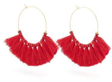 ELISE TSIKIS Eren stone and tassel-embellished hoop earrings