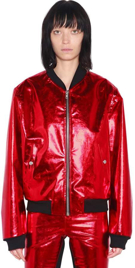 Bomberjacke Aus Metallischem Kunstleder