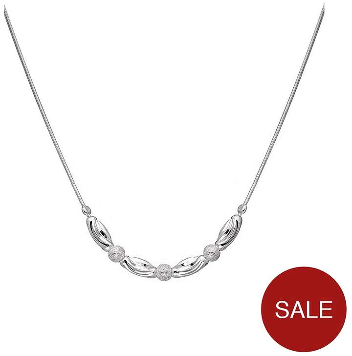 The Love Silver Collection STERLING SILVER GLITTER BALL AND DIAMOND CUT OVAL BEAD NECKLACE