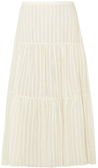 Striped Cotton-jacquard Skirt - Off-white