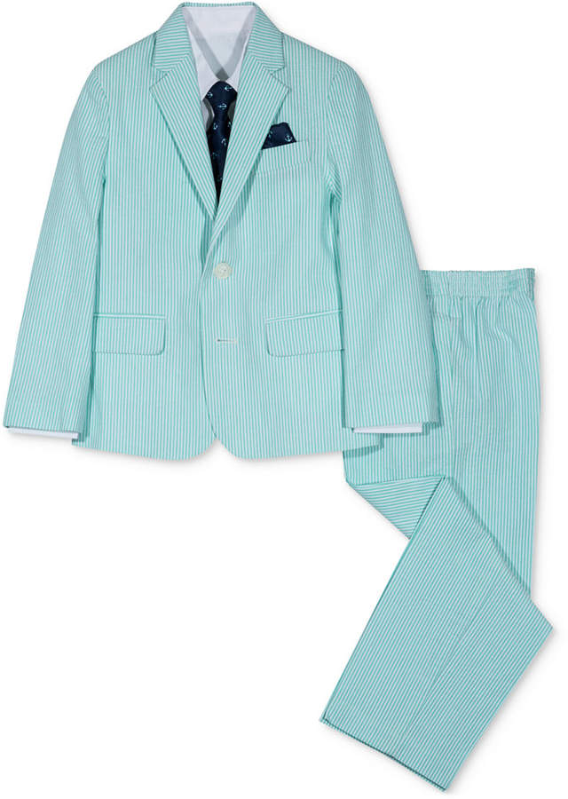 4-Pc. Seersucker Suit Jacket, Shirt, Pants & Necktie Set, Little Boys