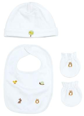 Embroidered Animal Accessories Set, White