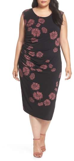 Chateau Floral Side Ruched Body-Con Dress
