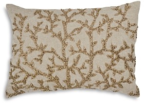 Tree of Life Beaded Linen Decorative Pillow, 14 x 20