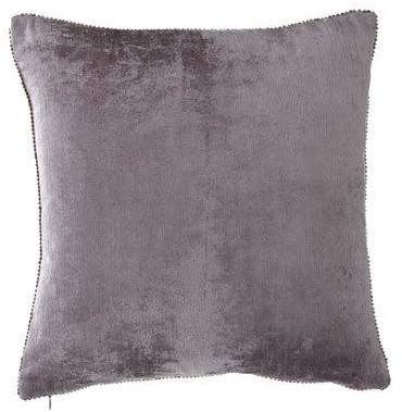 Beaded-Edge Velvet Pillow in Gray, 18
