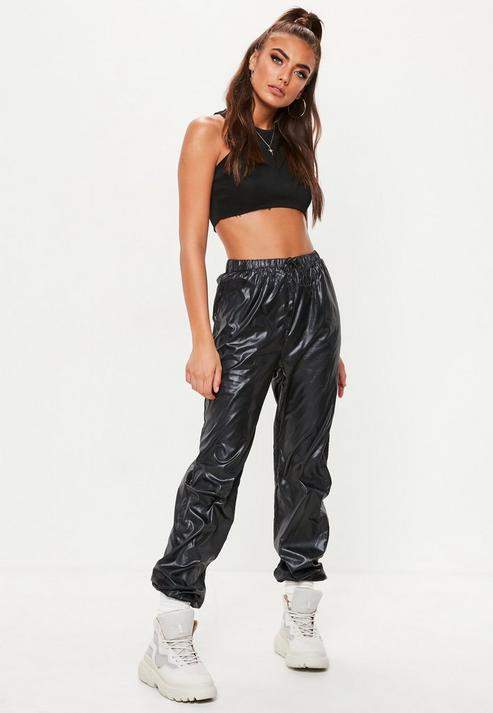 Buy Tall Black Toggle Shell Suit Trousers, Black!