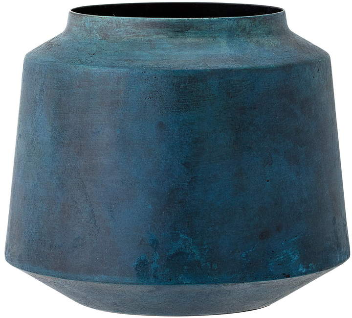 Bloomingville - Metall-Vase, H 15 cm, Blau