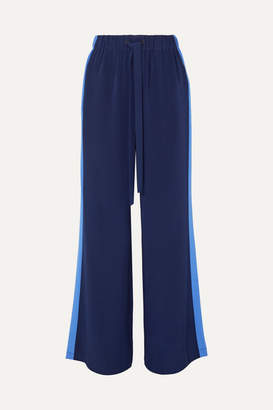 Diane von Furstenberg Ellington Striped Silk-crepe Wide-leg Pants - Navy