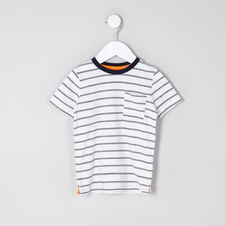 Mini boys Cream jacquard stripe T-shirt