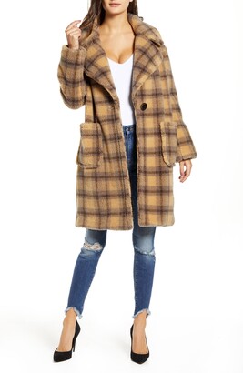 KENDALL + KYLIE Plaid Teddy Coat