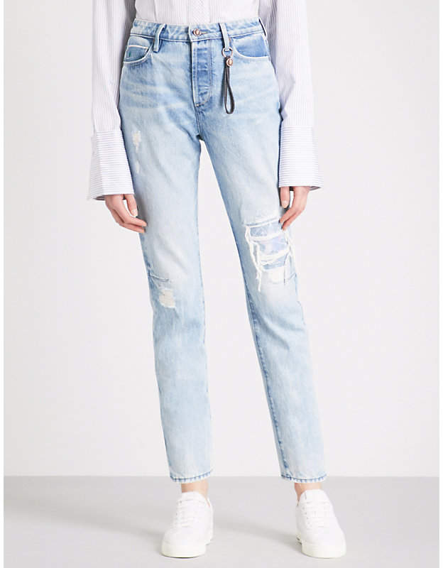 Tortoise Denim Dory distressed tapered cropped jeans
