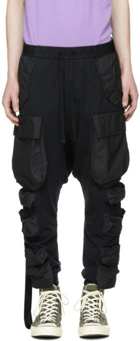Black Jersey Pocket Cargo Pants