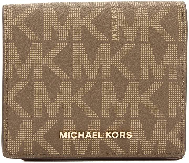 Michael Kors Mocha Signature Canvas Jet Set Travel Logo Card Case (New with Tags) - BROWN - STYLE
