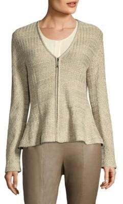 Shangtung Chevron Knit Peplum Jacket