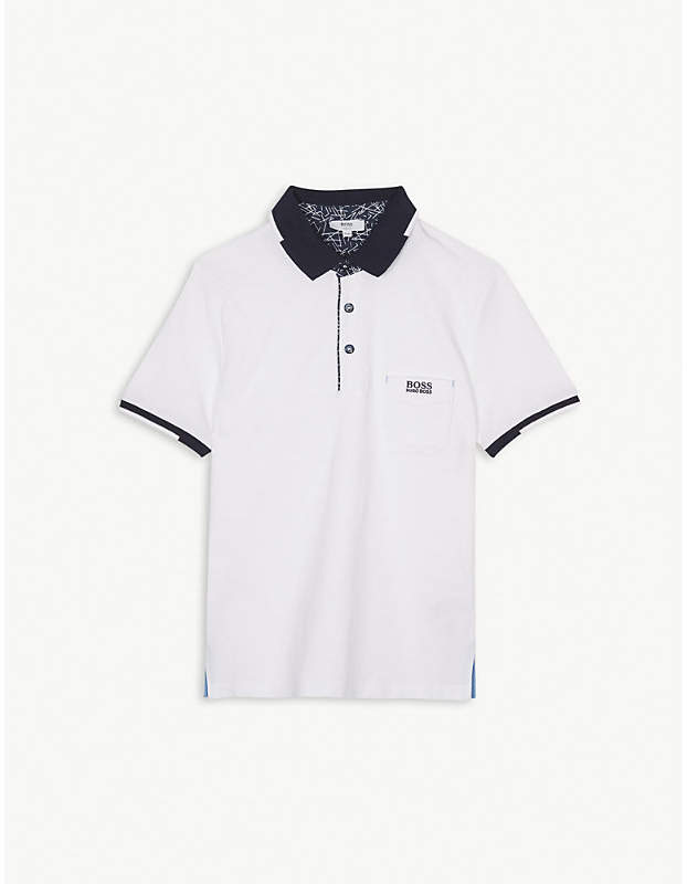 Pocket embroidered logo cotton-blend polo shirt 4-16 years