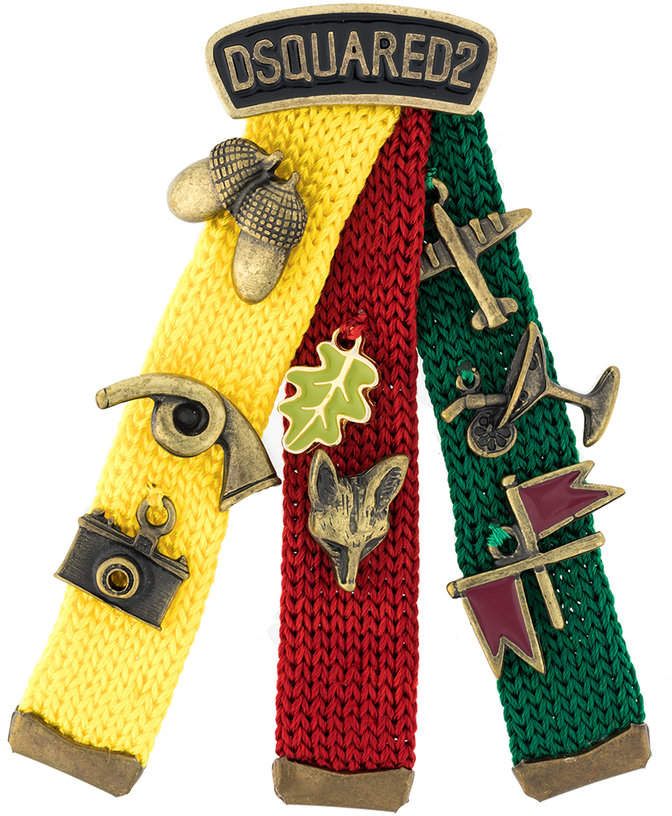 embellished knit badge pin