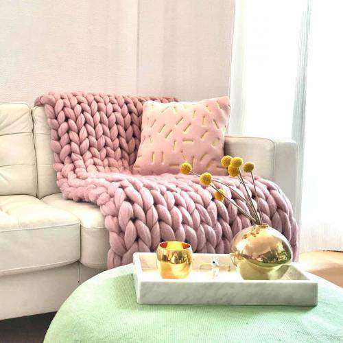 adorist XL Merino Wolldecke Cosima Chunky Knit, pale pink