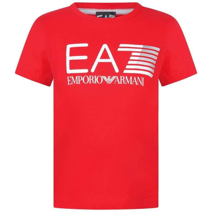 EA7 Emporio ArmaniBoys Red Cotton Logo Top
