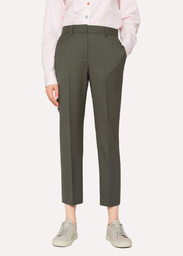 A Suit To Travel In - Women's Slim-Fit Khaki Wool Trousers