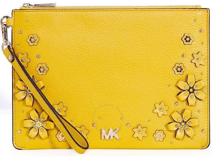 Michael Kors Medium Floral Embellished Leather Pouch - Sunflower - ONE COLOR - STYLE
