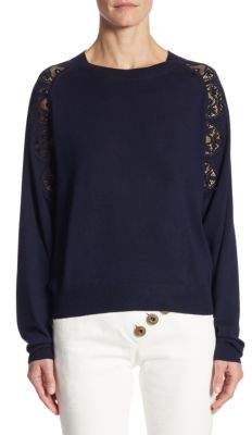 Lace Inset Wool Sweater