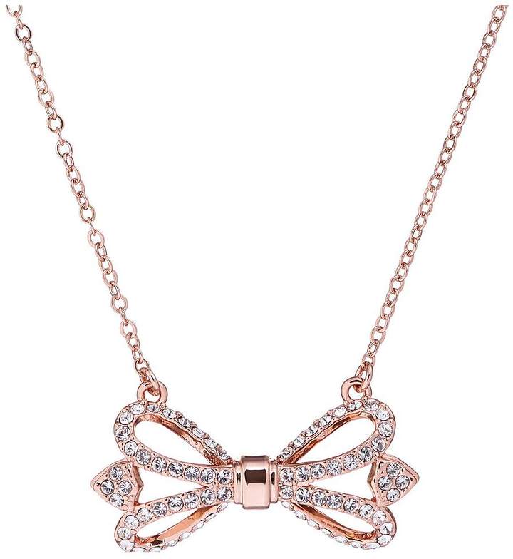 Haven Ornate Pave Rose Bow Necklace