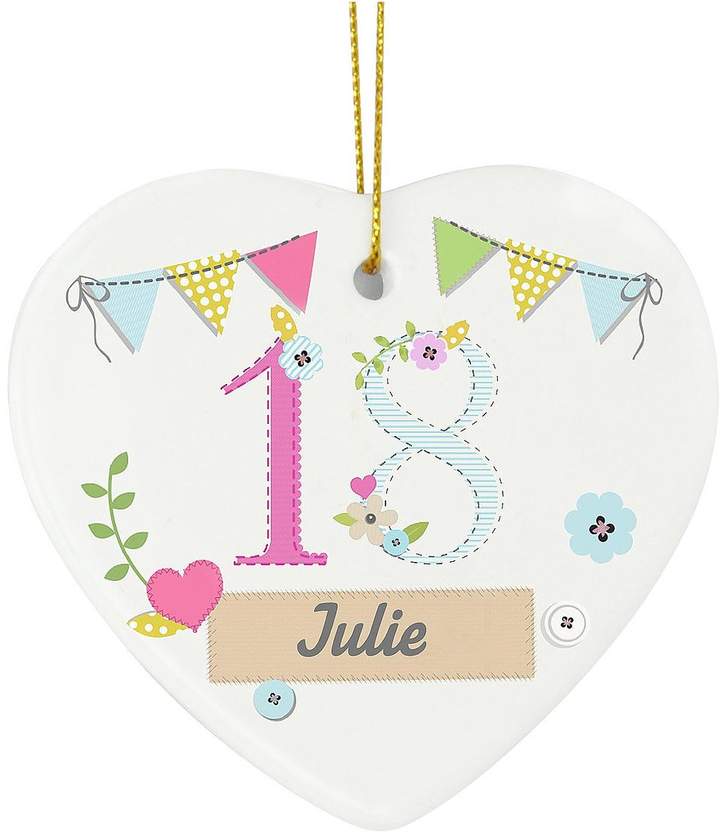 Personalised Birthday Age Ceramic Hanging Heart