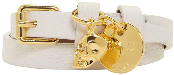 Off-white and Gold Skull Double Wrap Bracelet