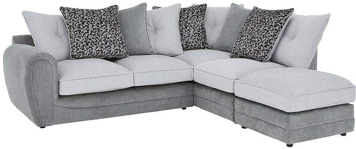 Mosaic Fabric Right-Hand Single Arm Chaise Sofa With Matching Footstool