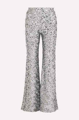 Halpern Sequined Tulle Flared Pants - Silver Halpern Sequined Tulle Flared Pants - Silver
