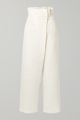 Mara Hoffman Net Sustain Nikko Wrap-effect High-rise Wide-leg Pants - White