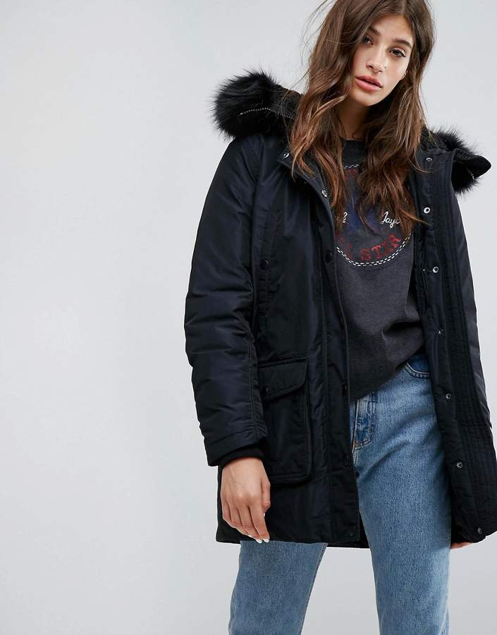 Parka With Faux Fur Hood