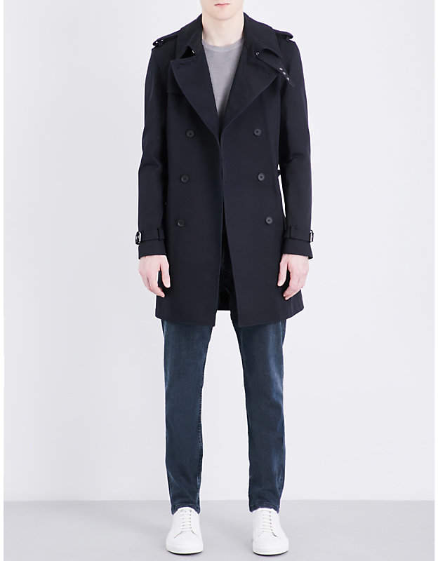 Double-breasted cotton-twill trench coat