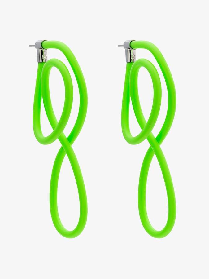 Neon Green Elastic Magnet Earrings