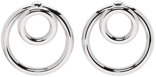 Silver Double O-ring Earrings