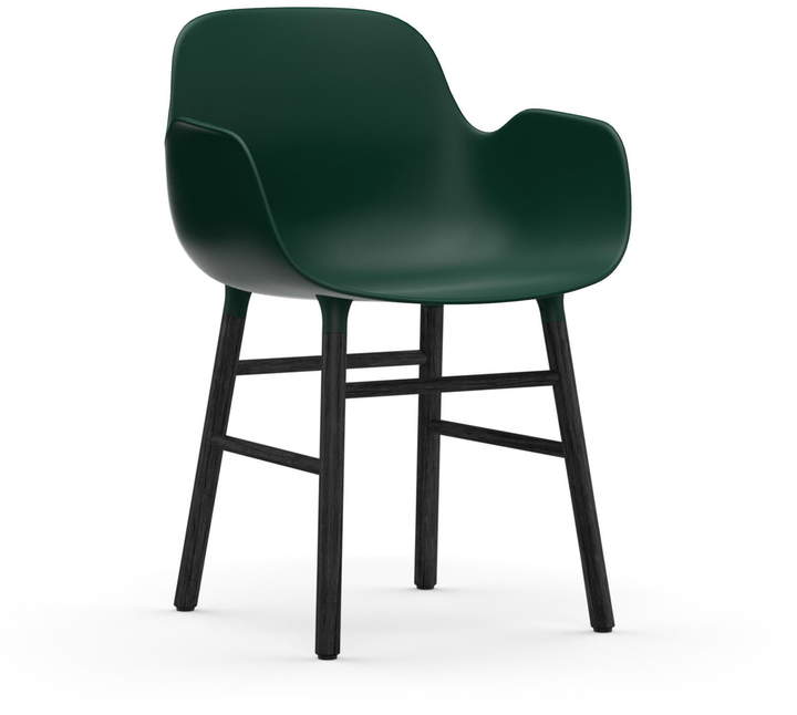 Normann Copenhagen - Form Armlehnstuhl, Gestell Eiche schwarz / Grün